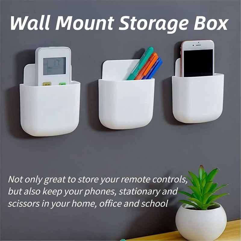 2PCS Wall Mounted Storage Box Household Living Room Conditioner Remote Control Bedside Phone Storage Holder Organizer Box Shelf