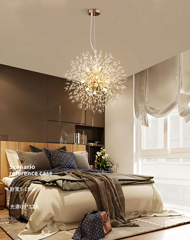 Modern Sky Star Fireball Crystal Pendant LED Lighting Dandelion Restaurant, Living Room Pendant, Bar Art Danish Luminaire