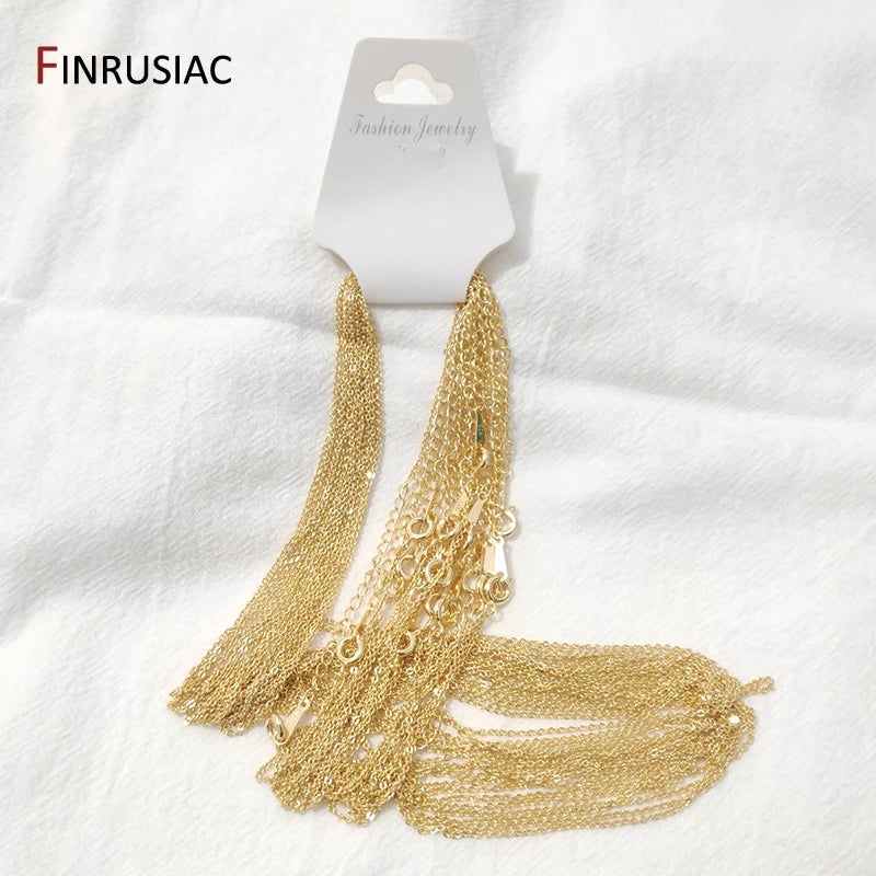 Wholesale 18K real gold plated chain for necklace making, 1.6mm thickness Spring clasp chain for Jewelry Making