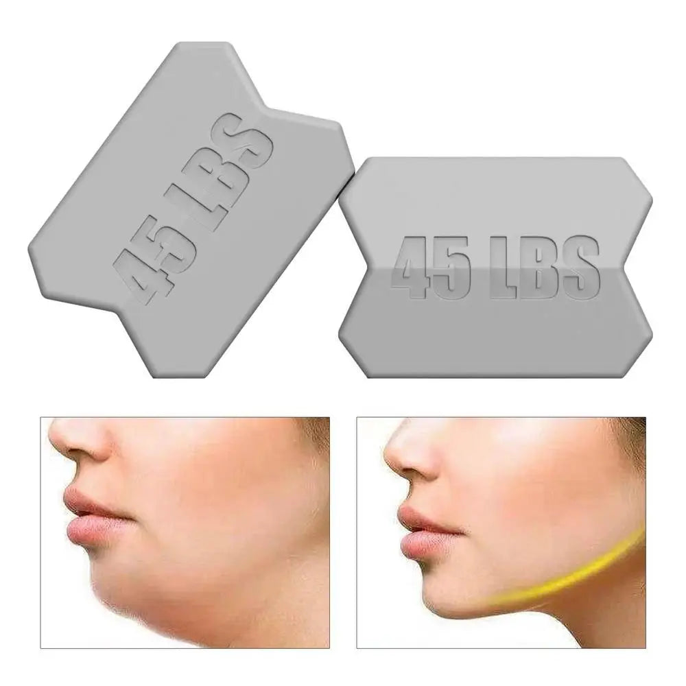 2Pcs/set Jaw Exerciser Jawlines Silicone Facial Chin Neck Muscle Workout Exercises Ball Strengthener Strap Fitness Equipment