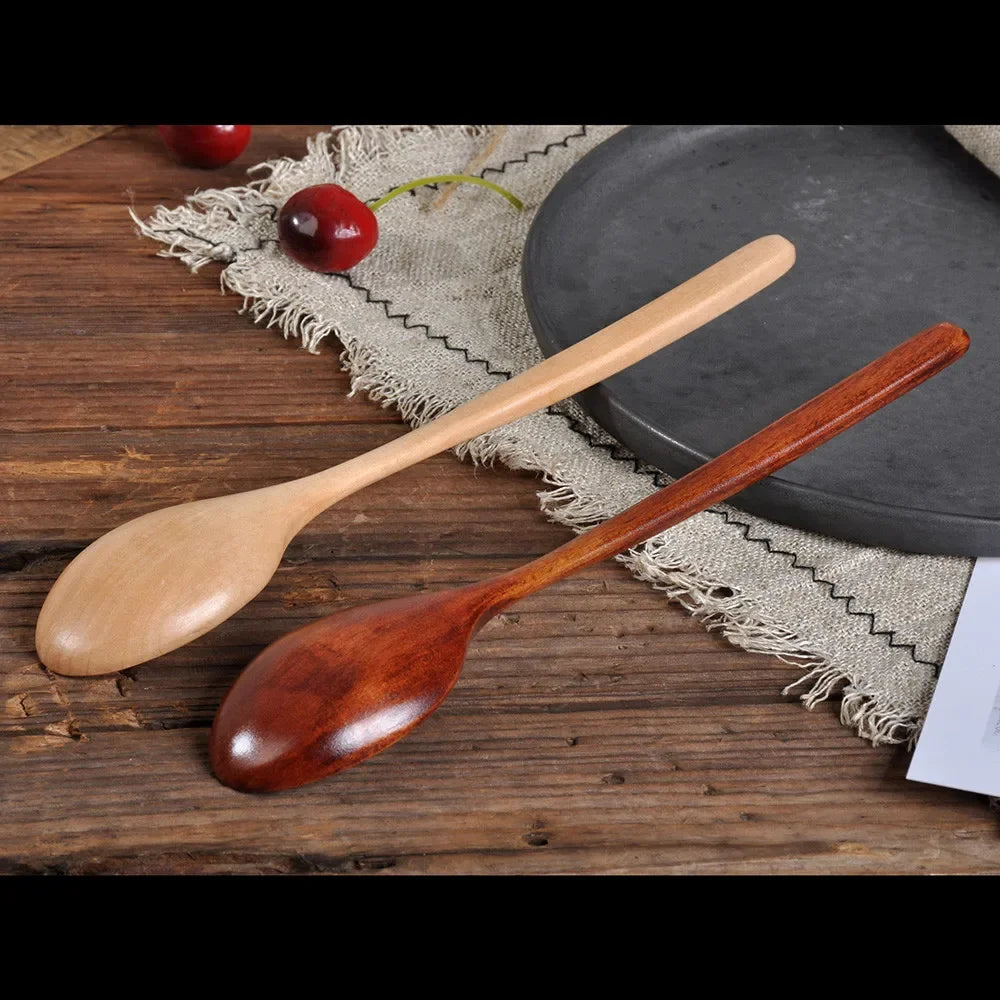 2pcs Wooden Spoon Tableware Kitchen Cooking Utensil Tools Soup Tea Spoon Catering Cooking Tool Coffee Soup Teaspoon Honey Spoon