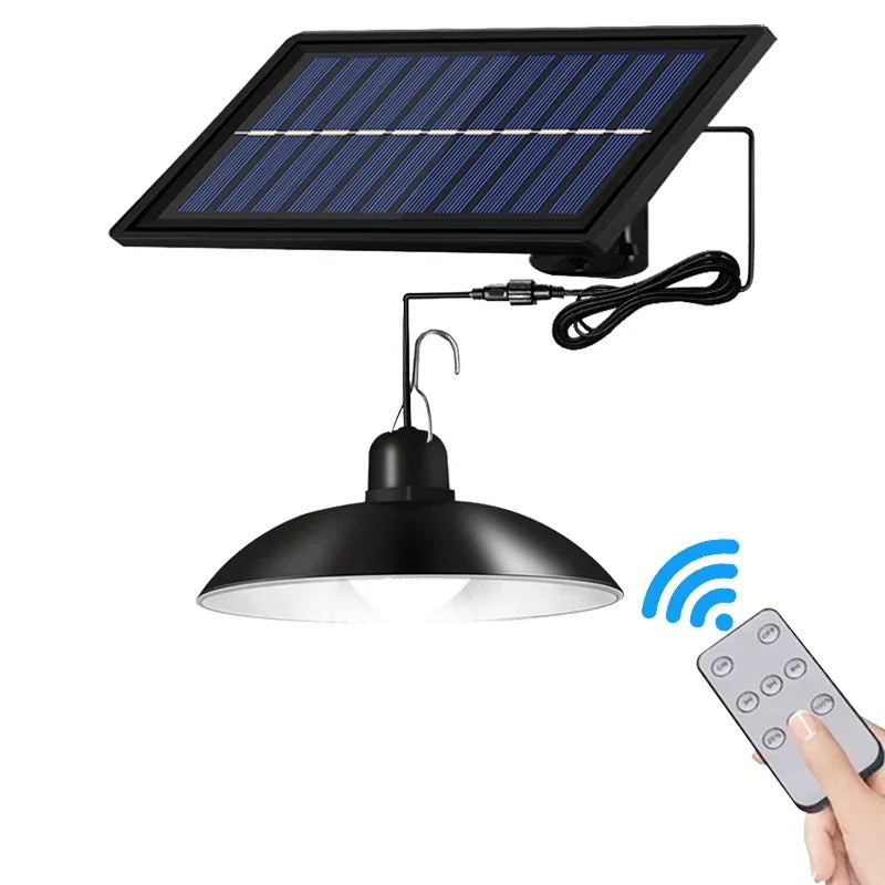 Single Dual Heads Solar Pendant Lights Remote Control Indoor Outdoor Shed Lamp Led Hanging for Storage Room Yard Porch Garden