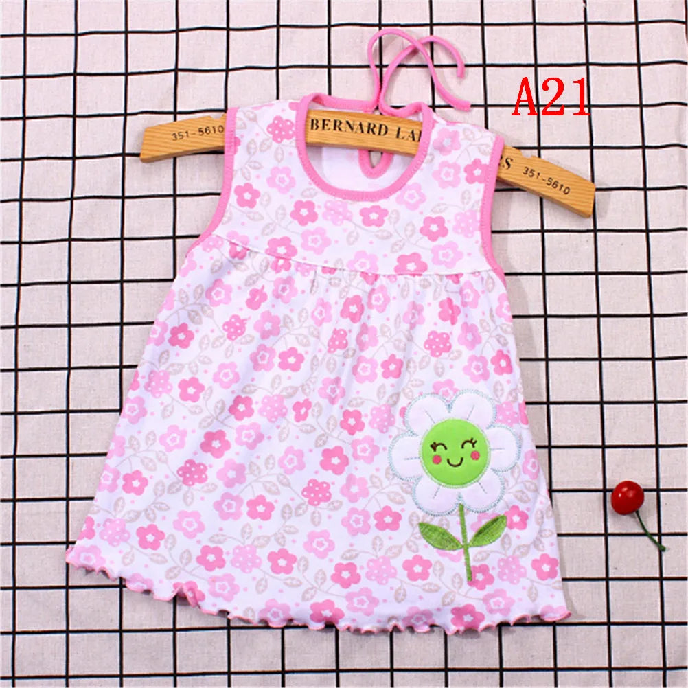 0-24M New borns Cotton Flower Sleeveless Dresses Baby Girls Summer Multi Pattern Clothes Kids Princess Dress for 0-2Y Children