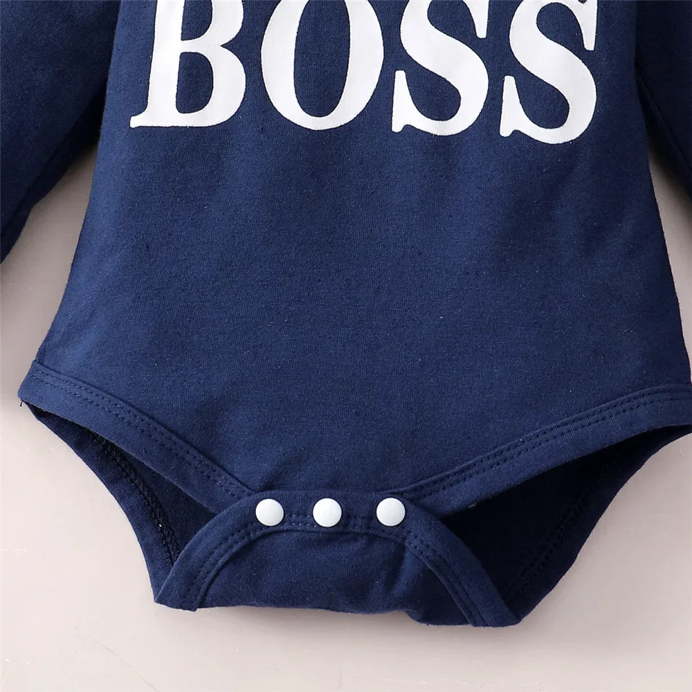 0-24 Months Newborn Baby Boy 2PCS Clothes Set Letter print Long Sleeve Hoodie Romper+Pants Toddler Boy Cute Spring&Autumn Outfit