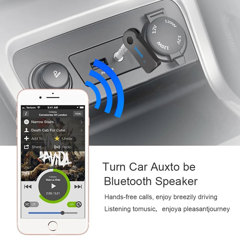 AUX Car Bluetooth Receiver,3.5mm Socket  5.0 Wireless Bluetooth Adapter,Audio Converter Mobile Phone Hands-Free Stereo