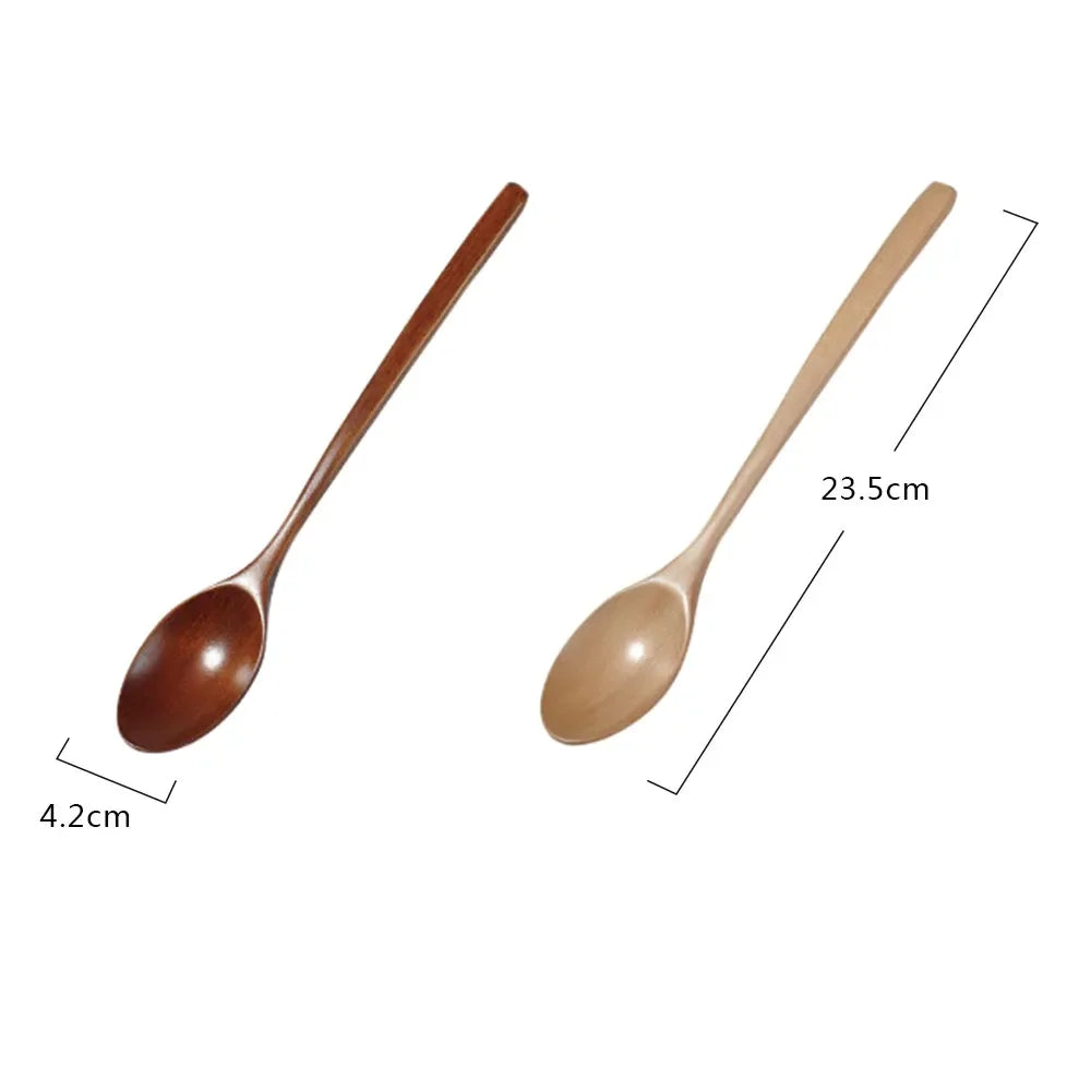 2pcs Wooden Spoon Tableware Kitchen Cooking Utensil Tools Soup Tea Spoon Catering Cooking Tool Coffee Soup Teaspoon Honey Spoon