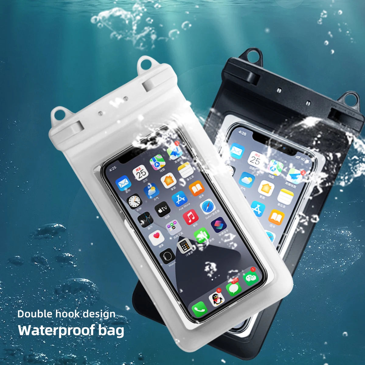 FONKEN Full View Waterproof Case for Phone Underwater Snow Rainforest Transparent Dry Bag Swimming Pouch Big Mobile Phone Covers