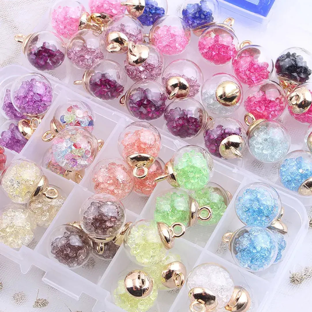 10PCS Glass Bottles Bubble Tea Cup Styles Mix Ball Earring Charms DIY Findings Keychain Bracelets Pendant For Jewelry Making