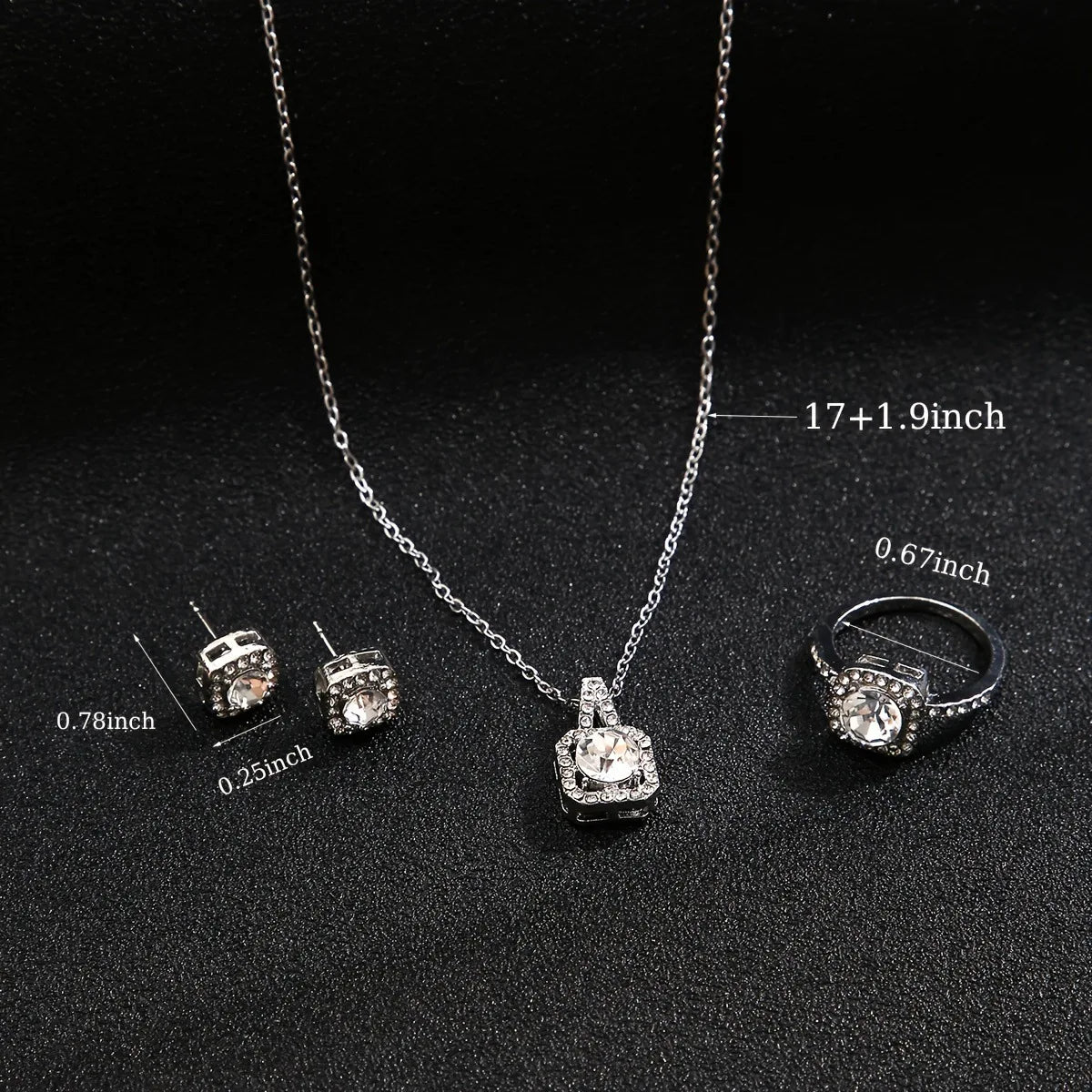 Titanium Steel Necklace Micro-paved Zircon Fashionable and Elegant Women's Necklace  Earrings Ring Three-piece Set