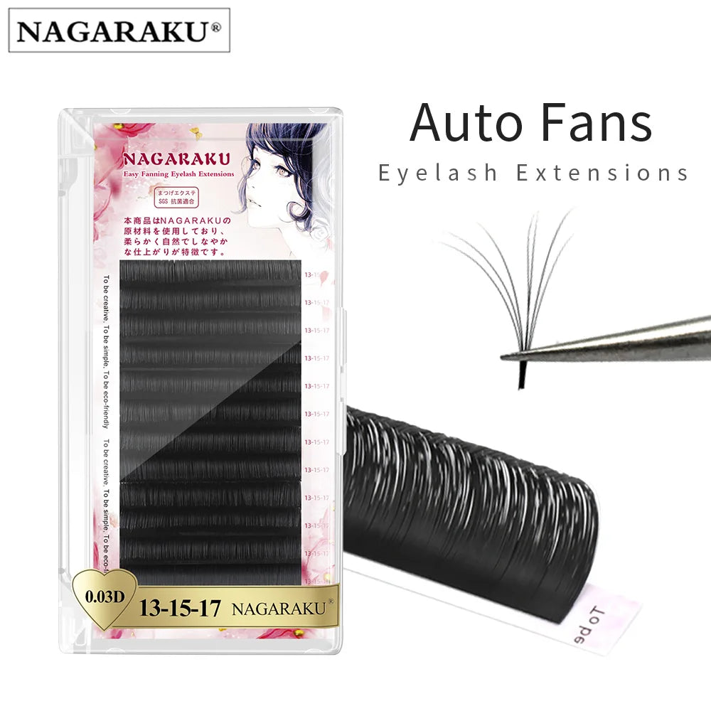 NAGARAKU Eyelashes Auto Fans Eyelash Extensions Bloom Eyelash Natural Soft Mega Volume Lashes