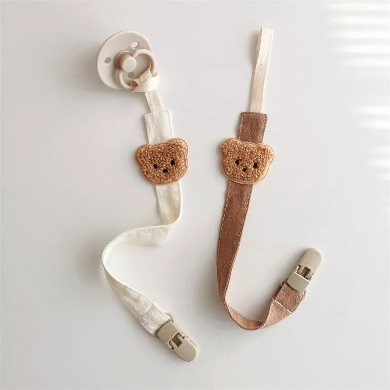 Cute Bear Baby Pacifier Chain Clips Holders Anti-drop Chain Cartoon Teething Clips Teether Toy Soother Pacifier Strap