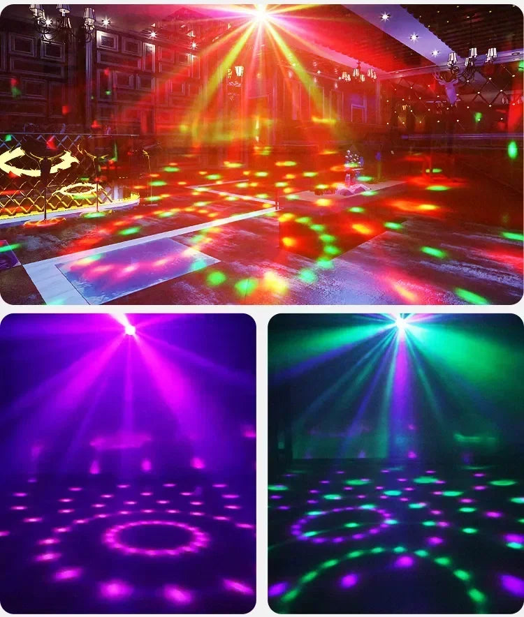 LED Stage Disco Light Rotating DJ Ball Strobe Remote Sound Control Magic Dance Car RGB Christmas Gift Party Club Laser Show Lamp