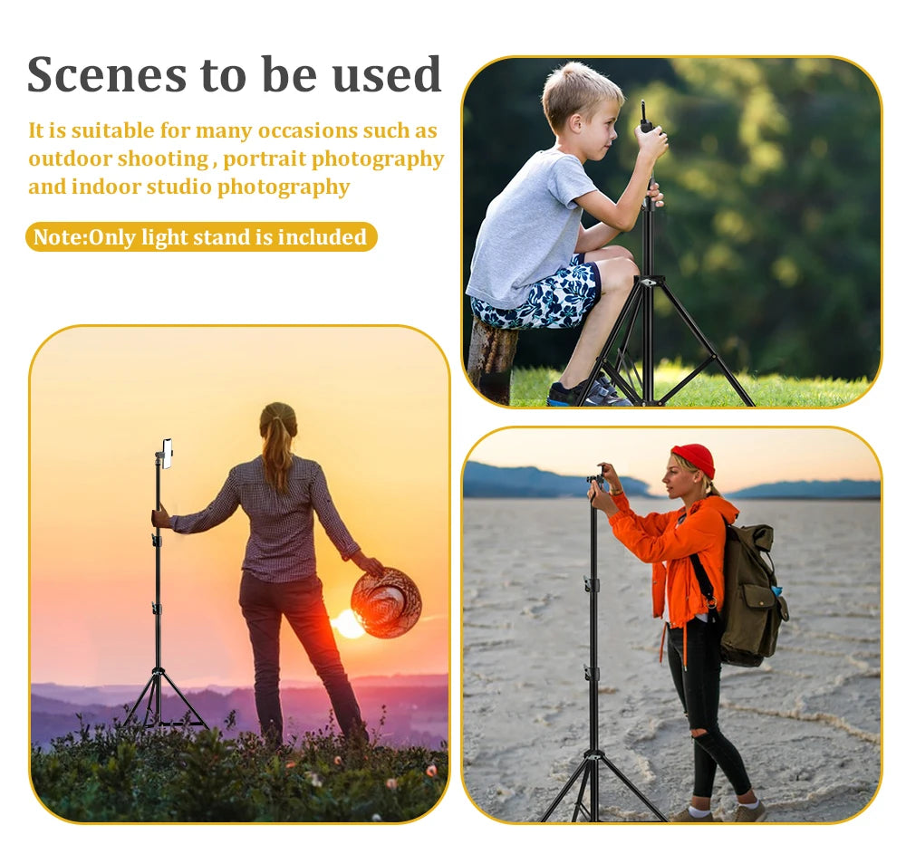 2M Adjustable Tripod for Phone Mobilephone Selfie Stick Light Stand 1/4 Screw Head For Photo Studio Flashes Photographic Softbox