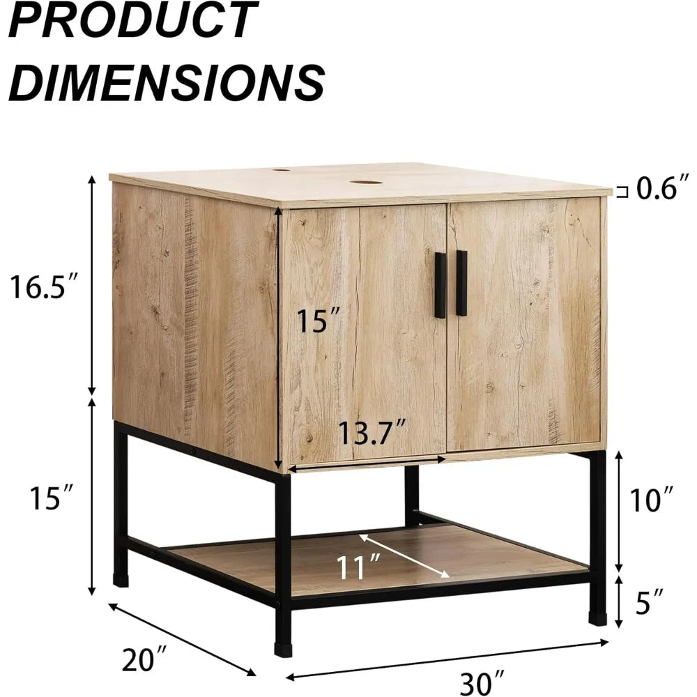 Bathroom Vanity Sink Combo,Industrial Iron Frame Bathroom Cabinet Sets with 3 Drawers Side Cabinet,Artistic Ceramic Vessel Sink