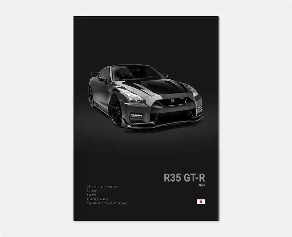 Pop Black and White Japan Cars Luxury Super Sport Car Poster Aesthetic R34 Gtr 240sx Canvas Print for Wall Art Garage Room Decor