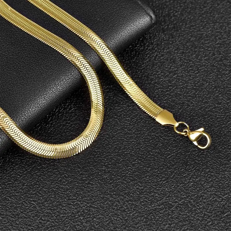 Stainless Steel Flat Necklace Waterproof Filmy Snake Chain For Men Women Various Length Choker Clavicle Necklace Jewelry Gift