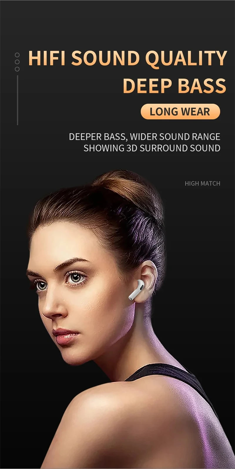 Bluetooth Earphones for iPhone Wireless Bluetooth Headset Pro 6 TWS Noise Cancelling Earbuds with Mic Pro6 Wireless Headphones