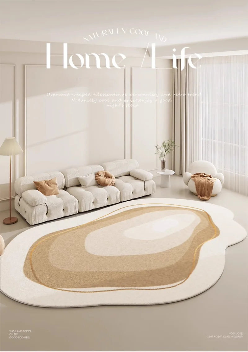 Fluffy Soft Special Shaped Irregular Carpet Living Room Sofa Coffee Table Non Slip Carpets 2024 New Cream Style Home Bedroom Rug