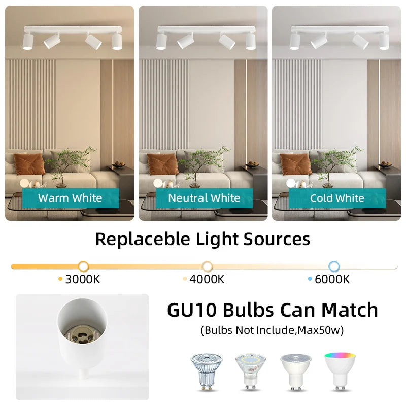 Led Ceiling Spotlight Replaceable Bulb Ceiling Lamp Kitchen Pendant Lamp Living Room Chandelier Track Spot Light for Dining Room