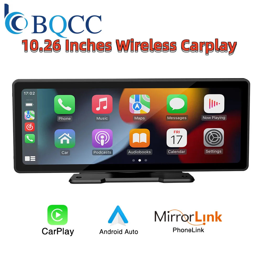 BQCC Universal 10.26” Screen Car Radio Multimedia WIFI Video Player Wireless Carplay Screen for Apple Or Android