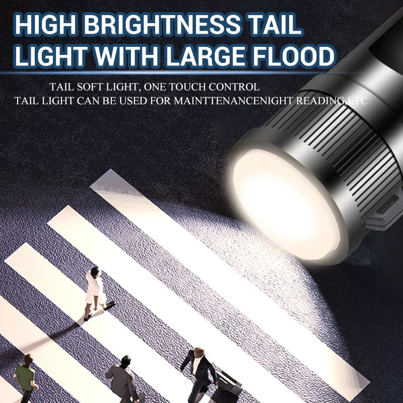 Powerful P70 Led Flashlights 5000LM Ultra Bright Tactical Light Emergency Spotlights Telescopic Zoom Light Builtin 18650 Battery