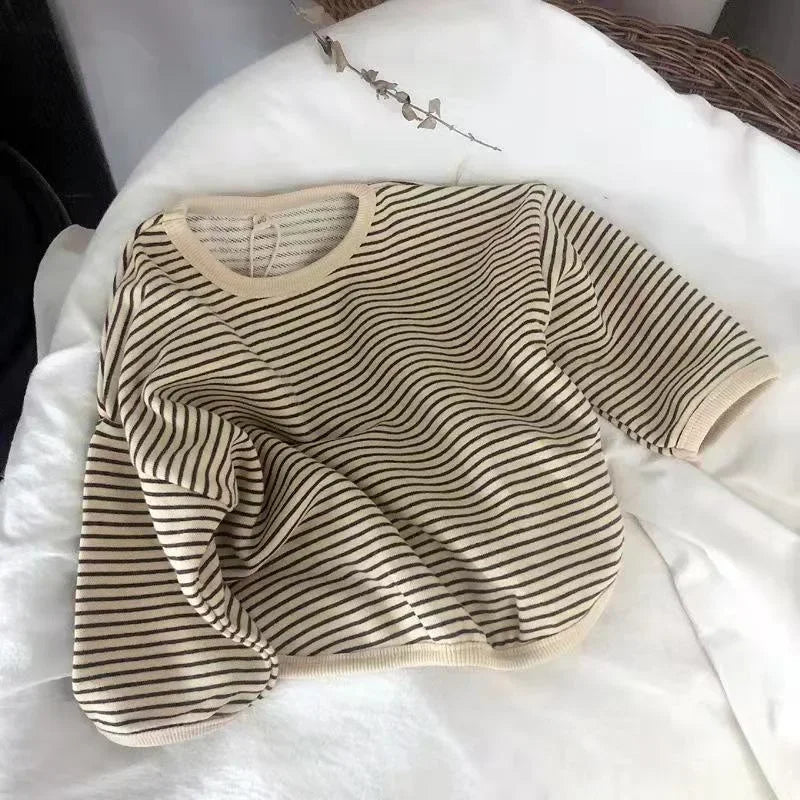 Lawadka Cotton Children's Clothing Long Sleeve T-shirts Striped Baby Boy Girl Tops Casual Kids T-shirt Autumn Spring Tee 1-8T