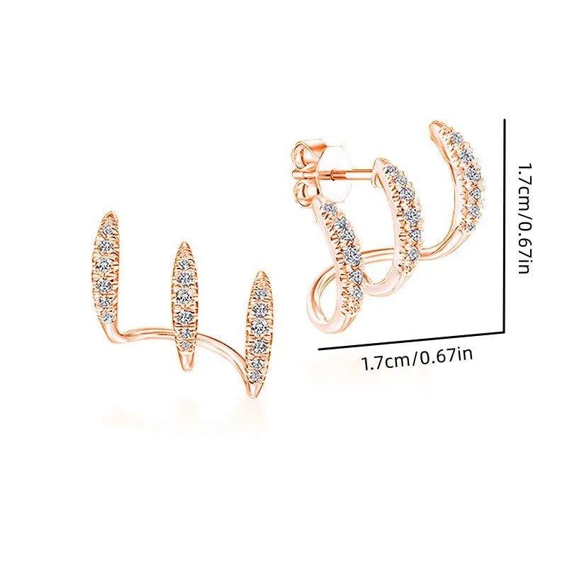 2023 New Silver Color Claws Stud Earrings with Crystal AAA CZ Stone Modern Design Fashion Versatile Accessories Women Jewelry