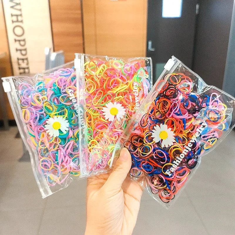 100/500Pcs Colorful Small Rubber Band Scrunchie Girls Elastic Rubber Band Ponytail Holder Hair Children Accessories Hair Ties