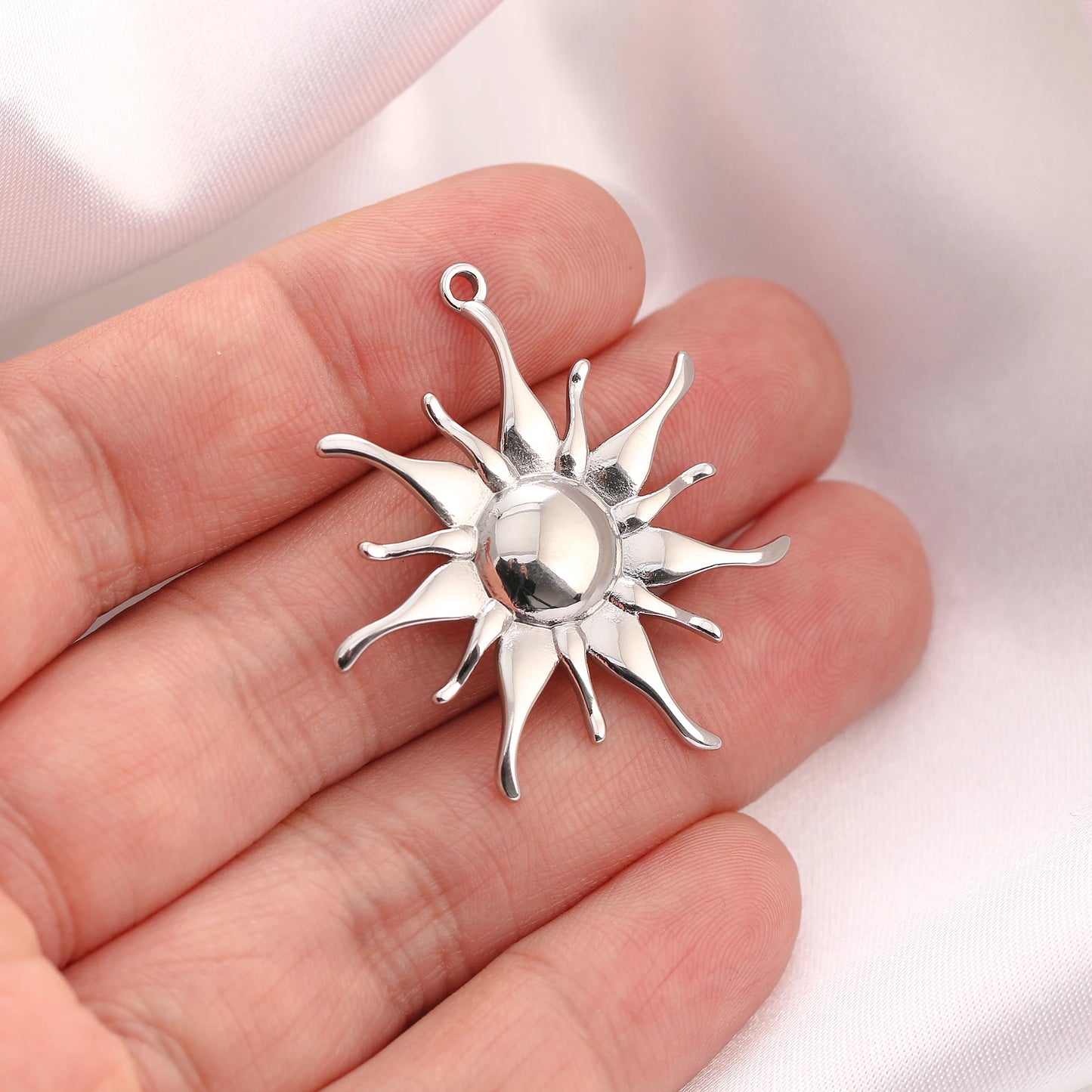 3PC Stainless Steel Sun Flower Charm Bohemian Sun pendant For Jewelry Making Cute Gold Color Diy Earrings Necklace Accessories