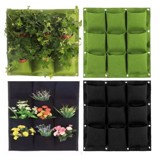 2/3/4/6/9/12 Pockets Wall Hanging Planting Pot Green black Plant Grow Planter Vertical Garden Bag Supplies Bags Garden Tool