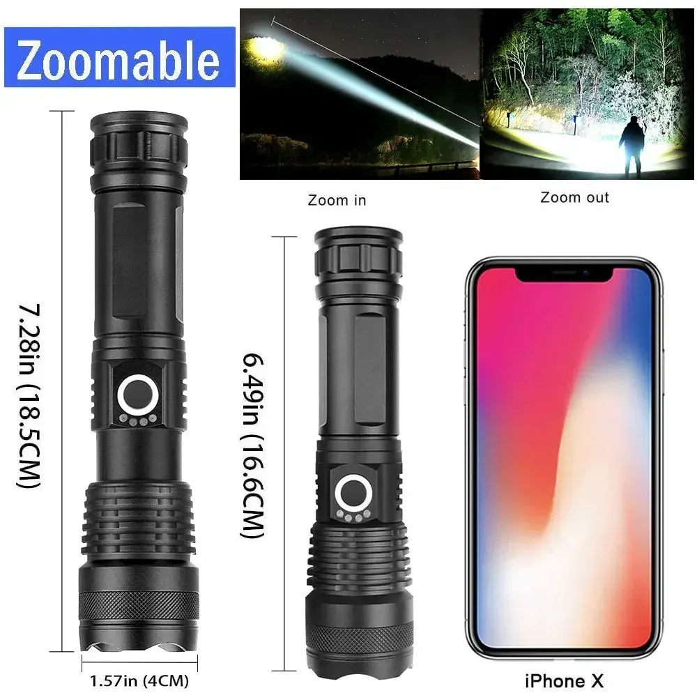 Super XHP120 Powerful Led Flashlight High Power Torch Light Rechargeable Tactical Flashlight Built-in 18650 Battery Camping Lamp