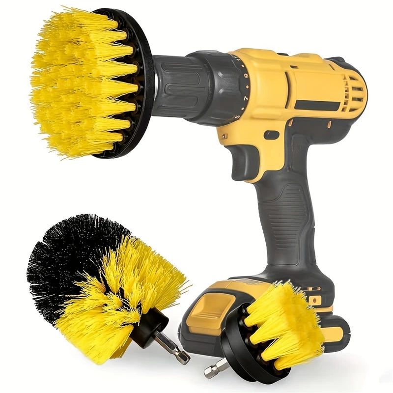 3pcs Drill Brush Attachment Set Power Scrubber Brush With Drill Scrub Brush For Cleaning Showers Tubs Bathroom Tile Grout Carpet