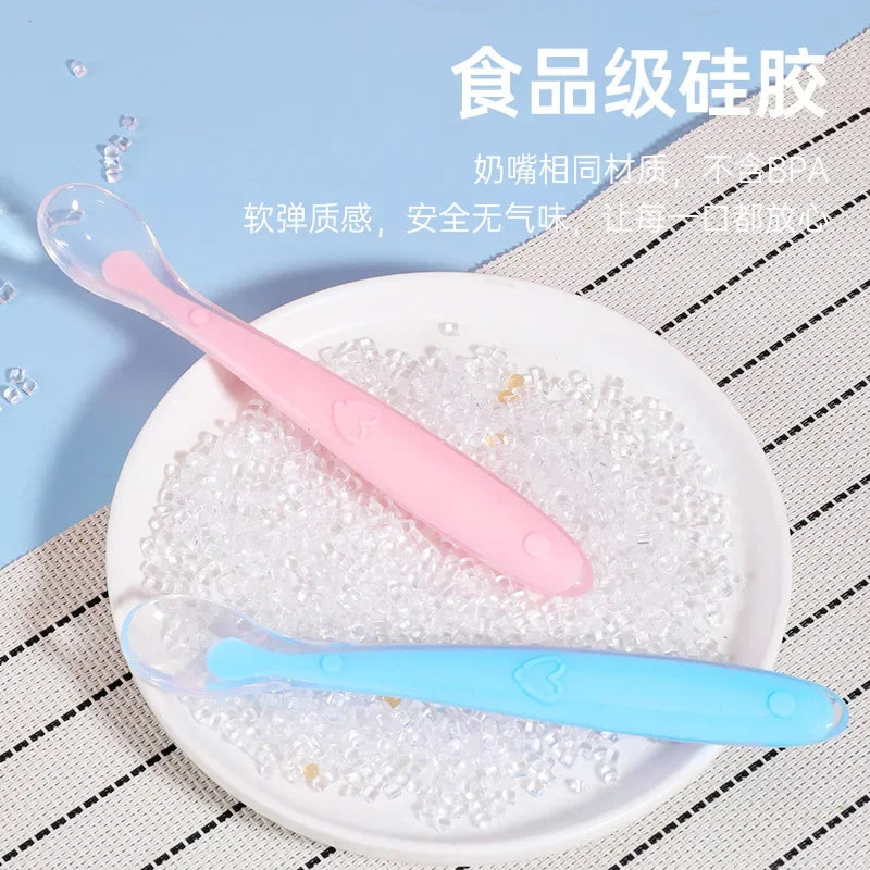 Baby Silicone Spoon Learning Spoon Set Stars Tableware Kids Soft Silicone Feeding Spoon Training Baby Reborn Silicone Utensils