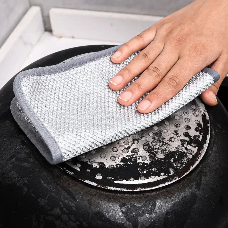 24/1PCS Silver Metal Wire Cleaning Cloth Single Layer Hanging Type Pot Dish Cleaning Sponge Multifunctional Kitchen Towel