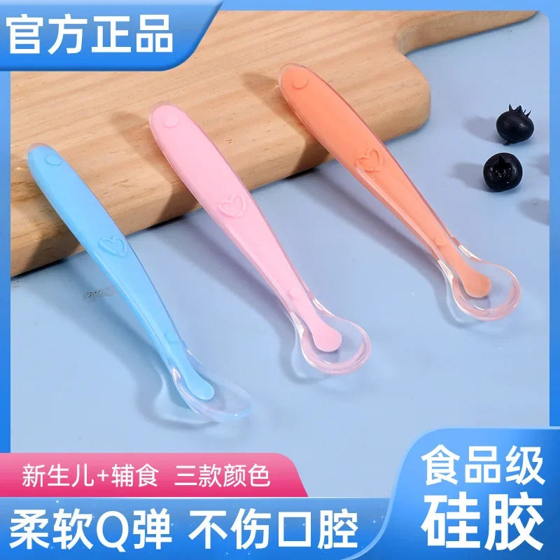 Baby Silicone Spoon Learning Spoon Set Stars Tableware Kids Soft Silicone Feeding Spoon Training Baby Reborn Silicone Utensils