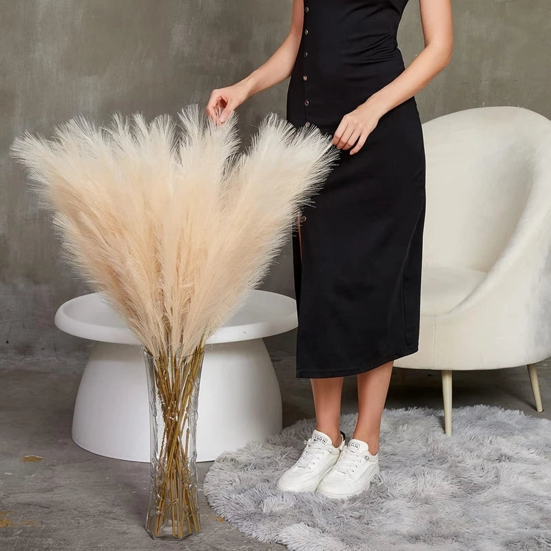 90/120cm Artificial Pampas Grass Bouquet Fake Flower for Home Room Decor Garden Wedding Decoration Outdoor Simulation Plant Reed