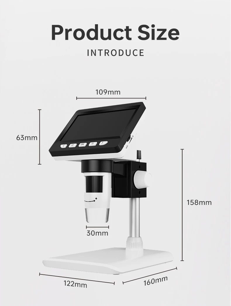 4.3 Inch Digital Microscope 1080P 50-1000x Coin Microscopio 2000mAh Soldering Microscope for Electronics Repair PCB PC Laptop