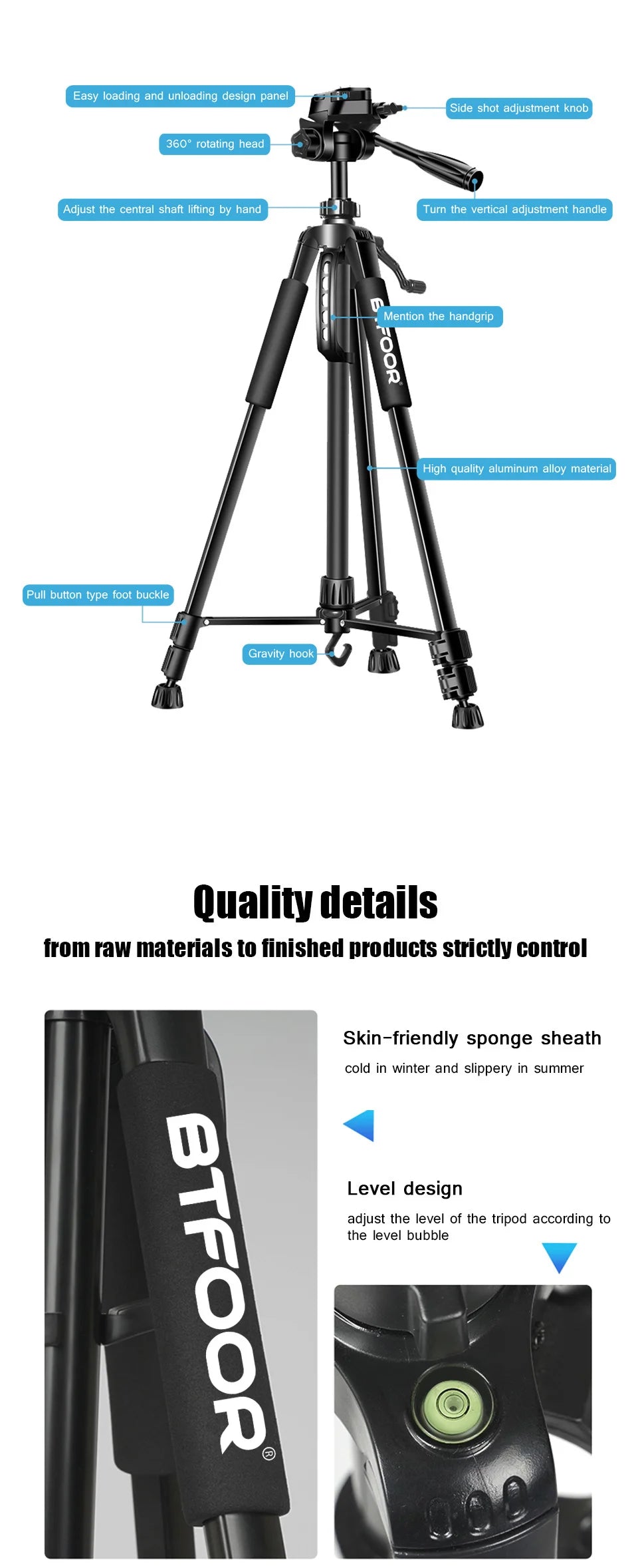 Phone Travel Self Tripod  Aluminum Tall 55” 140CM Stand With Quick Plates Mount Pan Head For Canon Nikon DSLR SLR Digital Camera