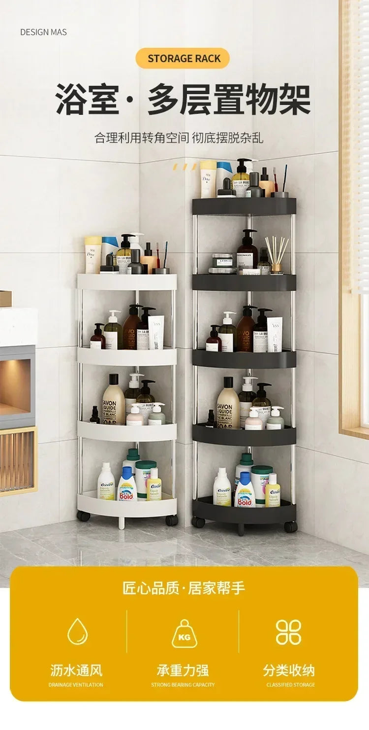 Punch-Free Triangle Storage Rack Floor Kitchen Corner Bathroom Bathroom Corner Multi-Layer Toilet Storage Rack