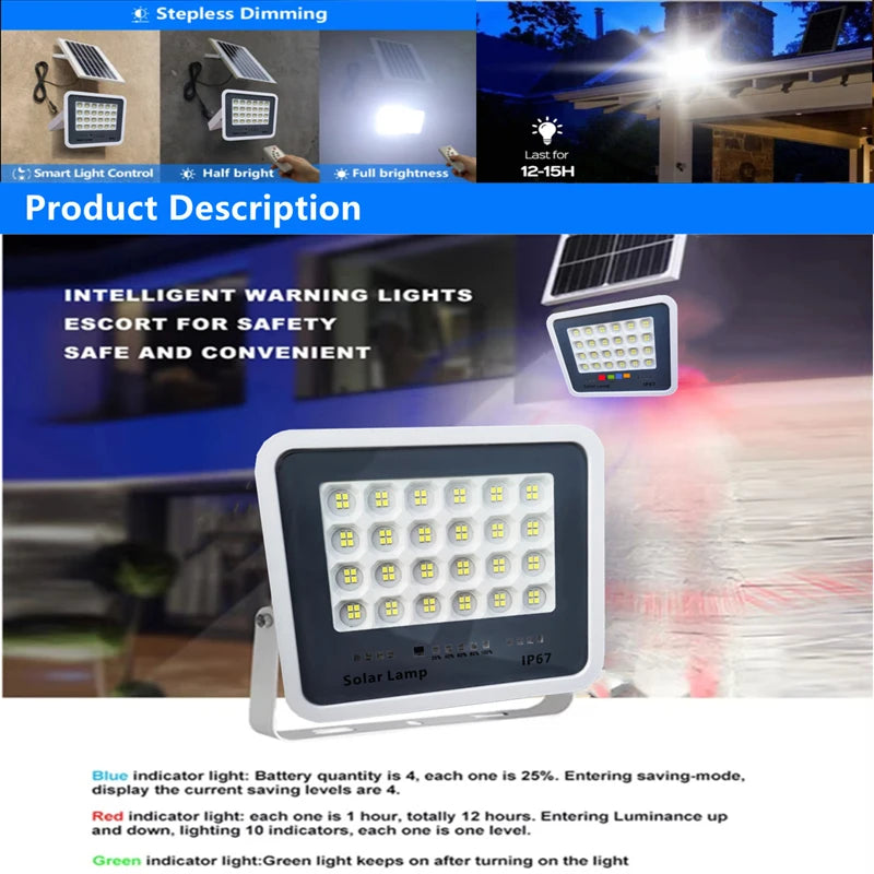 Solar floodlights turn on at night, solar outdoor garden IP67 waterproof spotlights, emergency lighting wall lights