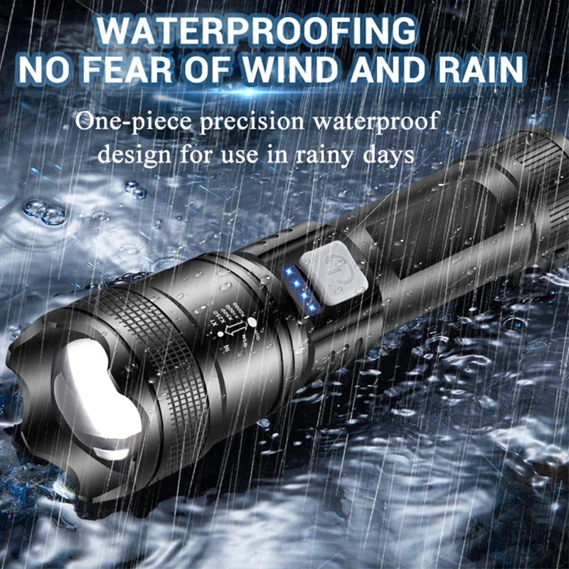 Powerful P70 Led Flashlights 5000LM Ultra Bright Tactical Light Emergency Spotlights Telescopic Zoom Light Builtin 18650 Battery