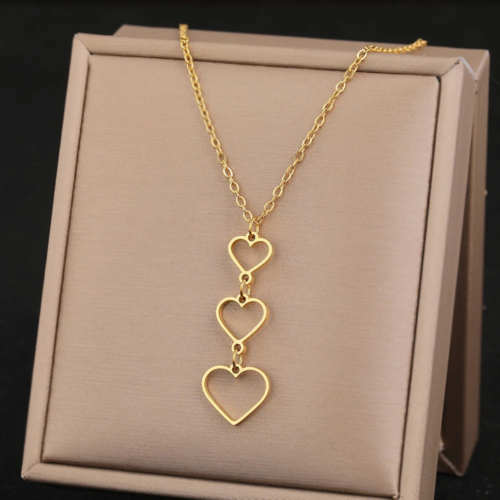 Stainless Steel Necklaces Elegant Exquisite Heart Infinity Symbol Heartbeat Pendants Chain Trend Fine Necklace For Women Jewelry