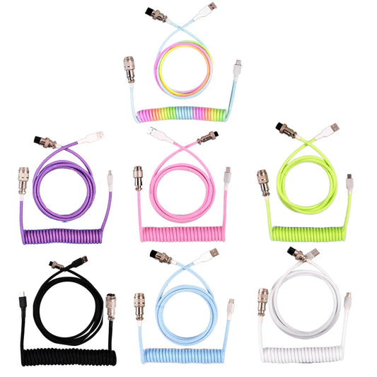 3M Type C Mechanical Keyboard Coiled Cable USB Keyboard Wire Mechanical Keyboard Aviator Desktop Computer Aviation Connector