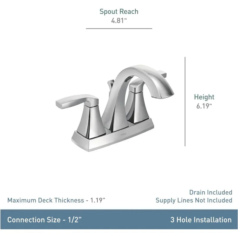 Moen Voss Brushed Gold Transitional Two-Handle High Arc Centerset Bathroom Faucet for 4-Inch 3-Hole Setup, 6901BG