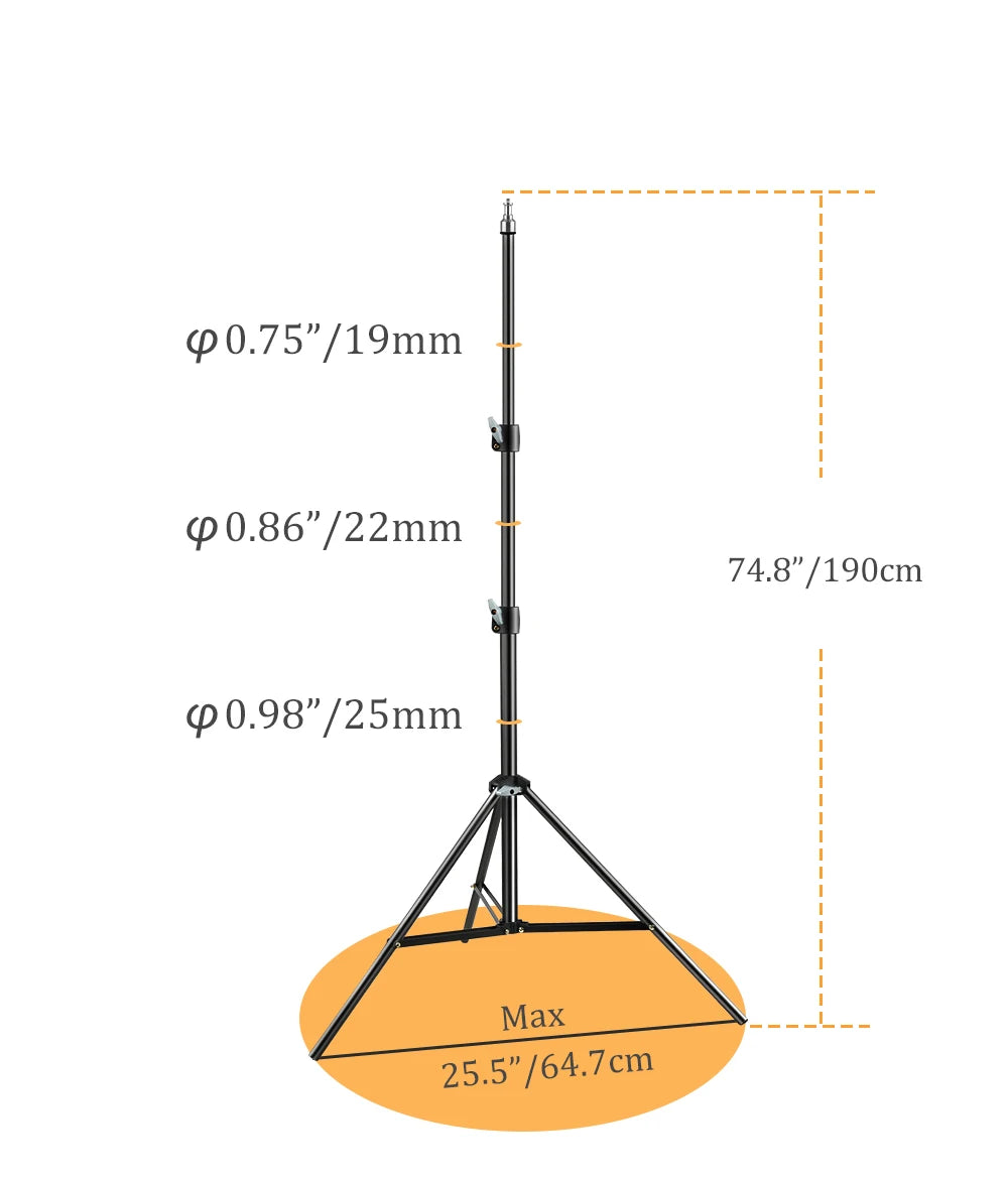 2M Adjustable Tripod for Phone Mobilephone Selfie Stick Light Stand 1/4 Screw Head For Photo Studio Flashes Photographic Softbox