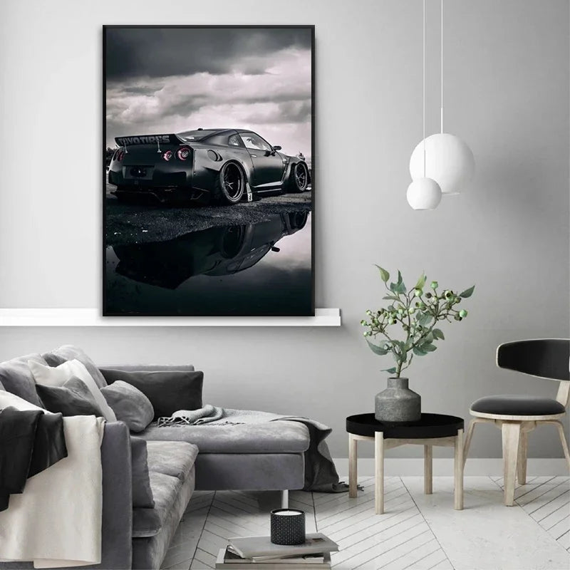 Black Simple Wall Art Industrial Style AMG RS6 M4 Luxury Car HD Poster Print Home Bedroom Living Room Decoration