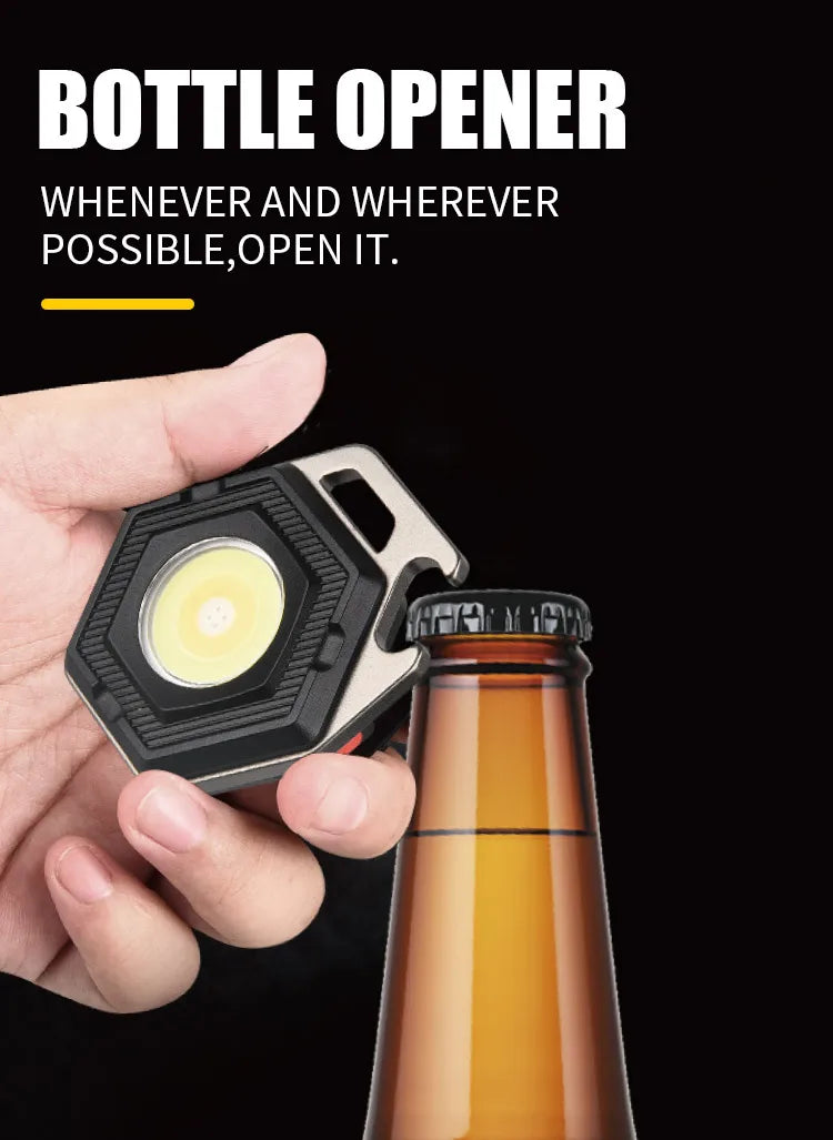 Mini Camping Light LED Flashlight Lantern USB Charging COB Keychain Work Light Floodlight with Strong Magnet IP64 Waterproof