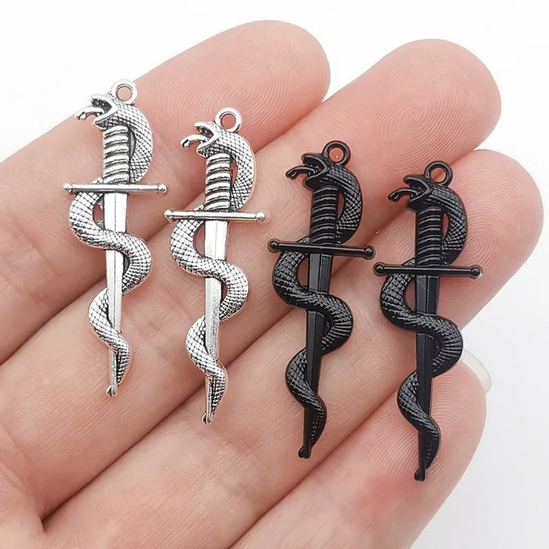 10pcs 40*13.5mm Alloy Snake Sword Charms,Snake Charm, Dagger Charm,Snake Pendant  Fit Jewelry Making DIY Jewelry Findings