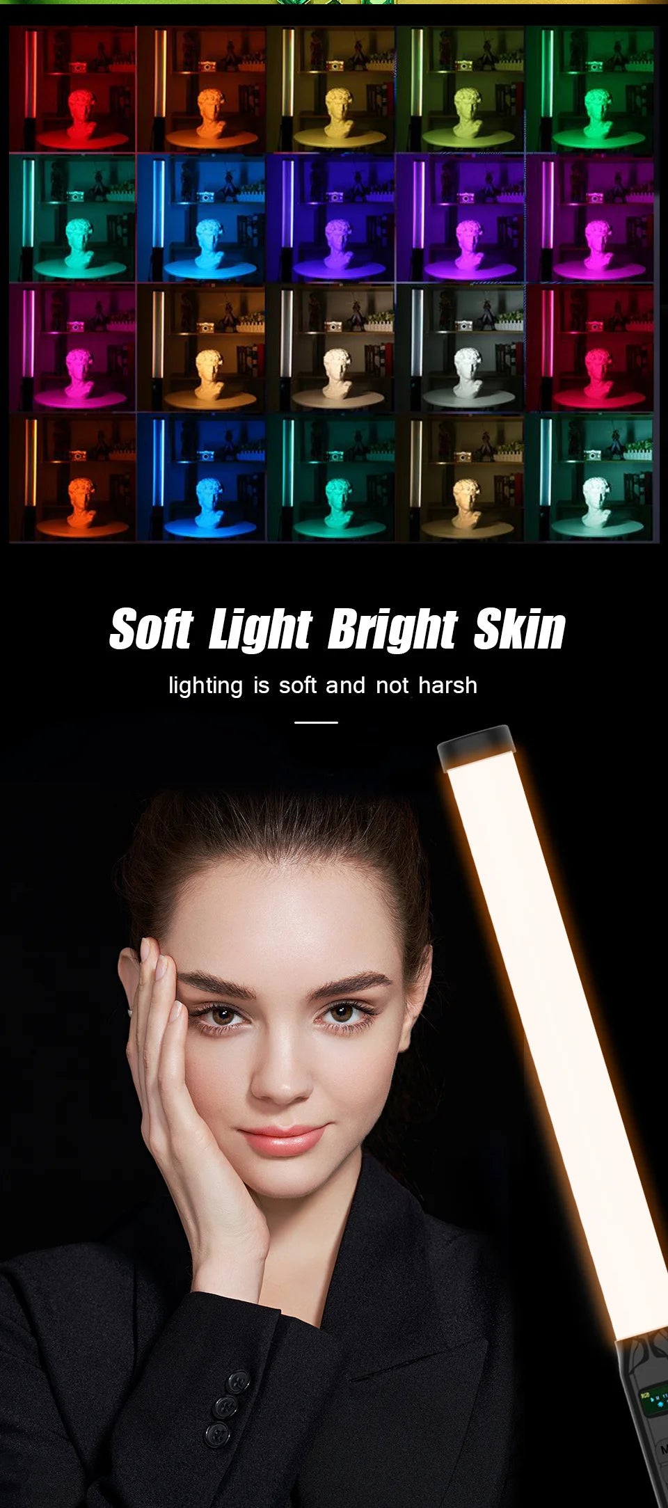 Handheld RGB Colorful Stick Light 19.68 inch 50CM Handheld LED Light Wand CRI 95+ 2500K-9000K Photography Studio Lamp