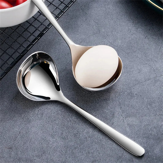 5pcs/1pc 304 Stainless Steel Spoon Soup Spoon Rice Spoon LongHandle Tableware Set Kitchen Utensils